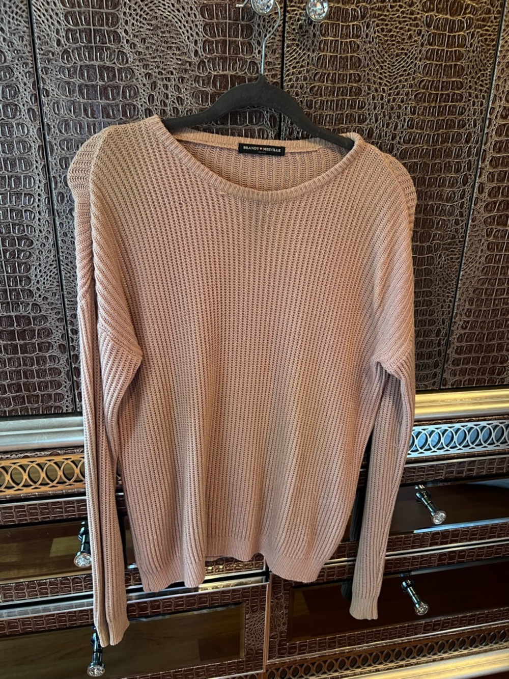 Brandy Melville Blush Pink Waffle Knit Sweater